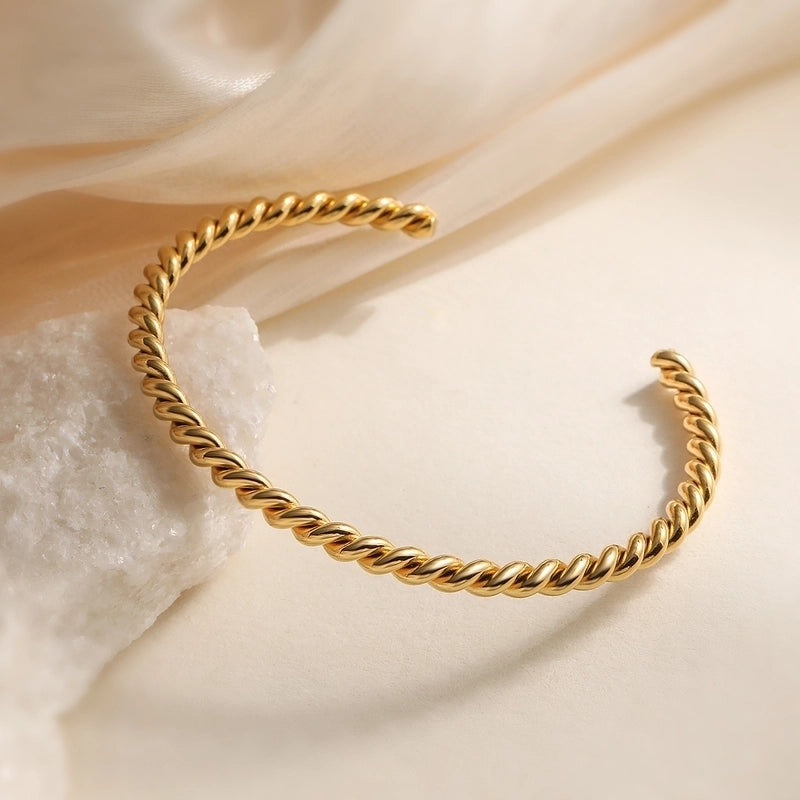 Twisted Rope Gold Cuff Bracelet