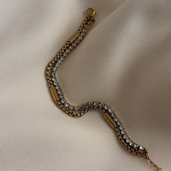 Gold Double-Row Crystal Tennis Bracelet