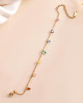 Rainbow Crystal Charm Chain Bracelet – Gold Delicate Luxe